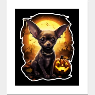 Halloween Chihuahua With Pumpkin Funny Gifts For Halloween Chihuahua Lover Posters and Art